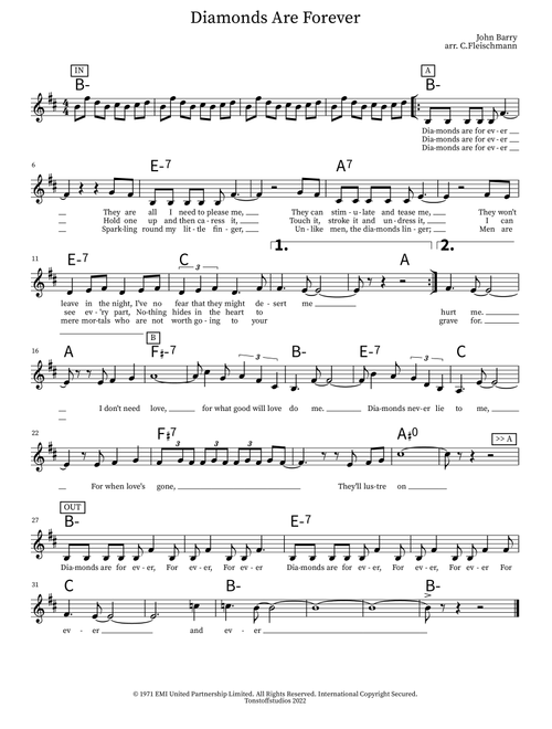 Diamonds Are Forever (Arr. Christoph Fleischmann) - John Barry, Don Black (Lead Sheet - Fake Book)