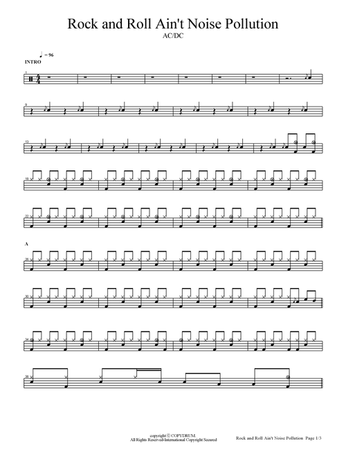Rock And Roll Ain't Noise Pollution (Arr. COPYDRUM) - AC/DC (Drums)
