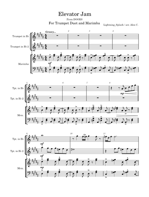 Elevator Jam For Duo Trumpet and Marimba