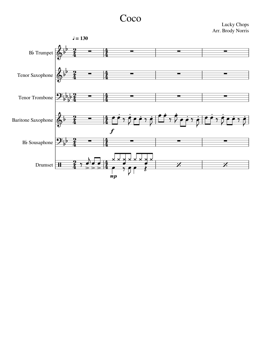 Coco - Lucky Chops Sheet Music for Trombone tenor, Saxophone tenor ...