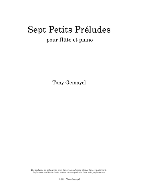 7 Little Preludes for Flute and Piano - Tony Gemayel