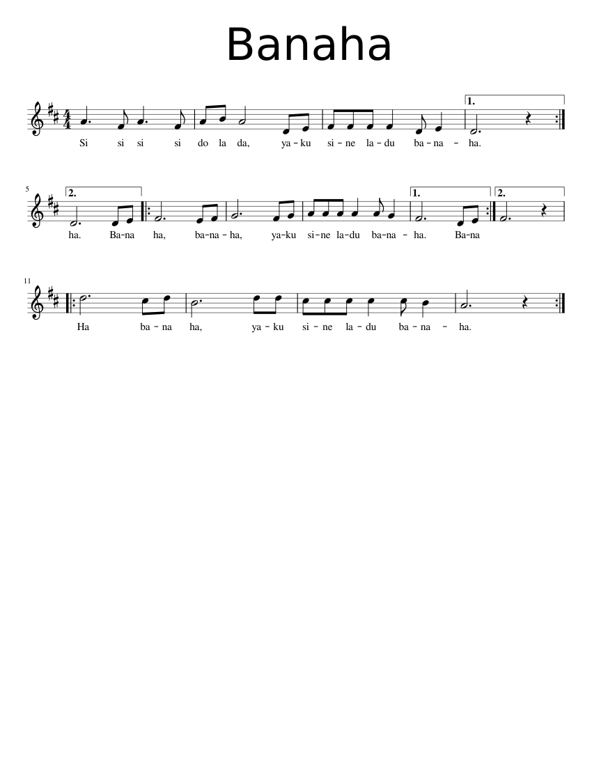 BANAHA Canon Africano. Sheet music for Piano (Choral)