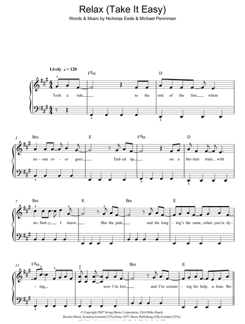 Relax (Take It Easy) - Mika (Easy Piano)