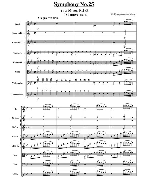 Mozart - Symphony No.25 K.183 - 1st Mov Full Score and Parts Original (Arr. poon) - Wolfgang Amadeus Mozart (Full Orchestra)