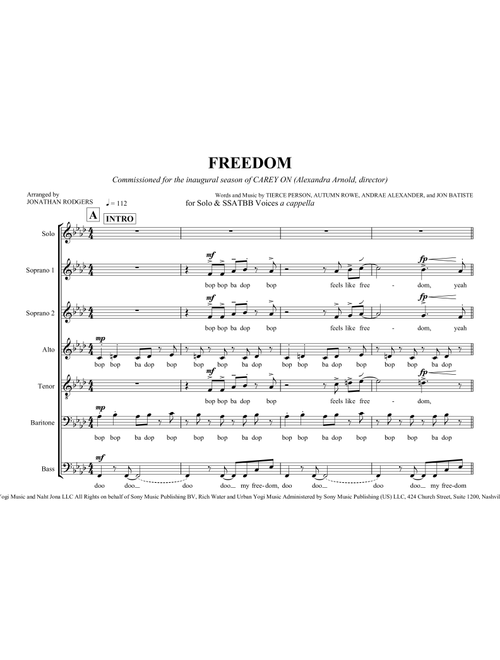 Freedom (Arr. Jonathan Rodgers) - Jon Batiste (Choral, SATB)