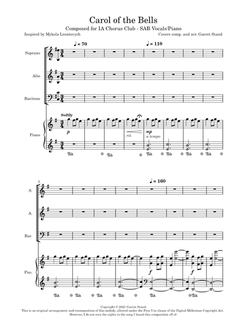 Carol of the Bells – Mykola Leontovych (IA Chorus Adaptation - SAB)
