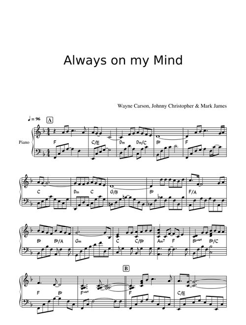 ALWAYS ON MY MIND (Mark James, Johnny Christopher, Wayne Carson Thompson)