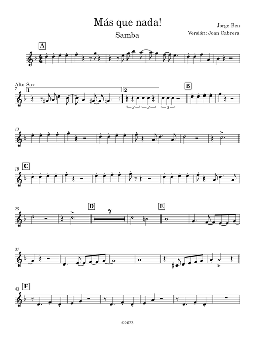 Mas que nada - Alto Sax