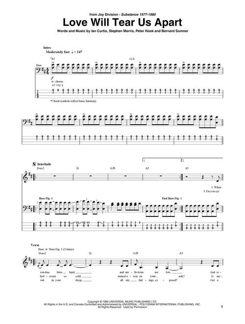 Love Will Tear Us Apart - Joy Division (Bass Tab)