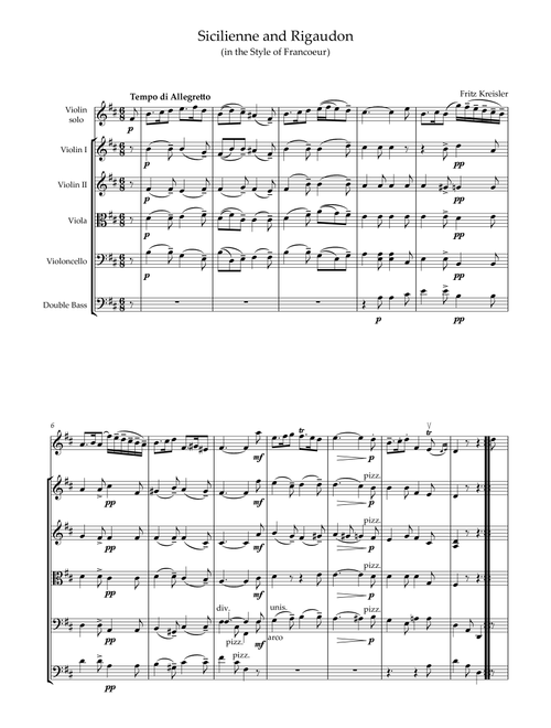 Sicilienne and Rigaudon (in the Style of Francoeur) (Arr. A.G.) - Fritz Kreisler (Orchestra)
