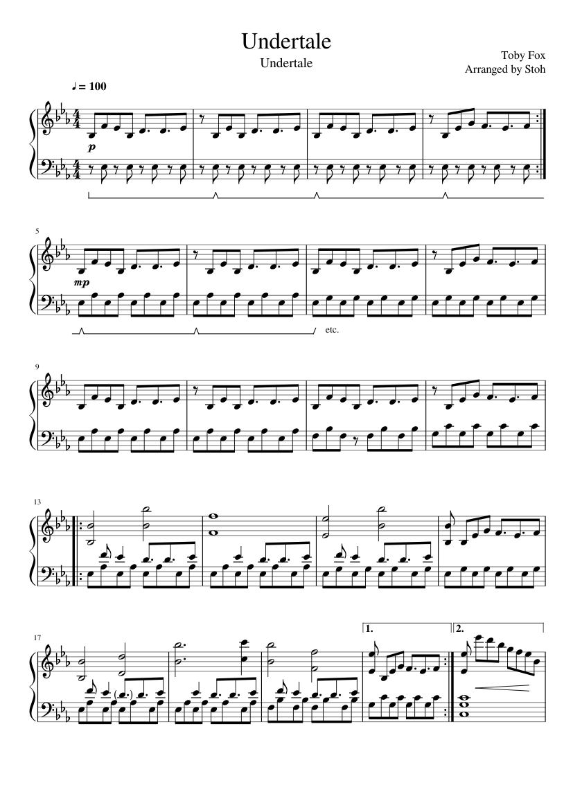 Undertale: Undertale (Piano) Sheet music for Piano (Solo 