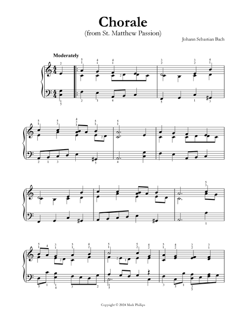 Chorale (from St. Matthew Passion) (Arr. Mark Phillips) - Johann Sebastian Bach (Easy Piano)