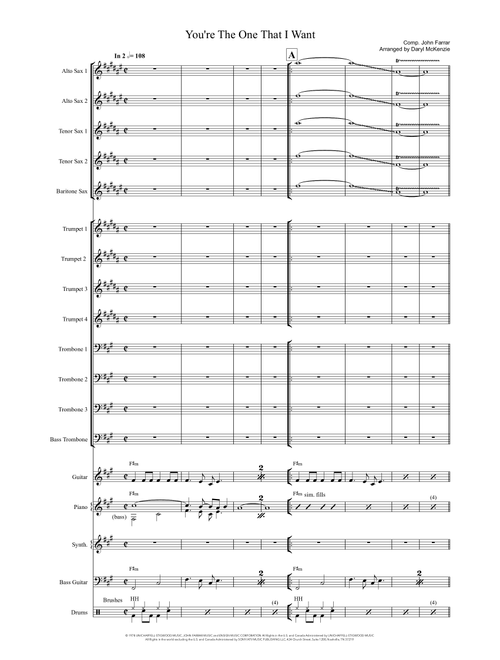 You're The One That I Want (Arr. Daryl McKenzie) - Olivia Newton-john And John Travolta (Jazz Ensemble)