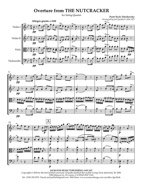 Overture from The Nutcracker ballet arranged for String Quartet (Arr. Joel Jacklich (ASCAP)) - Pyotr Ilych Tchaikovsky (String Quartet)