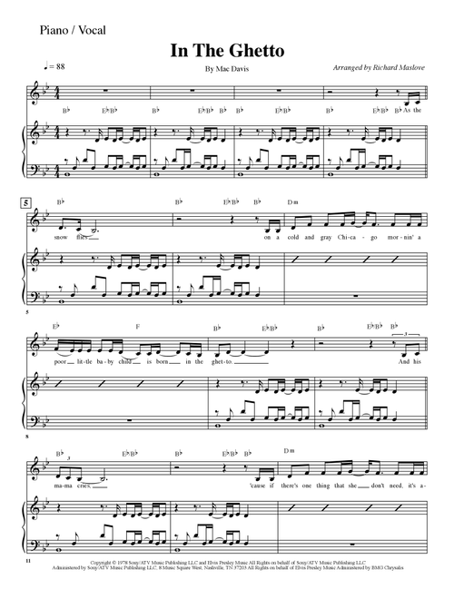 In The Ghetto (the Vicious Circle) (Arr. Richard Maslove) - Elvis Presley (Large Ensemble)