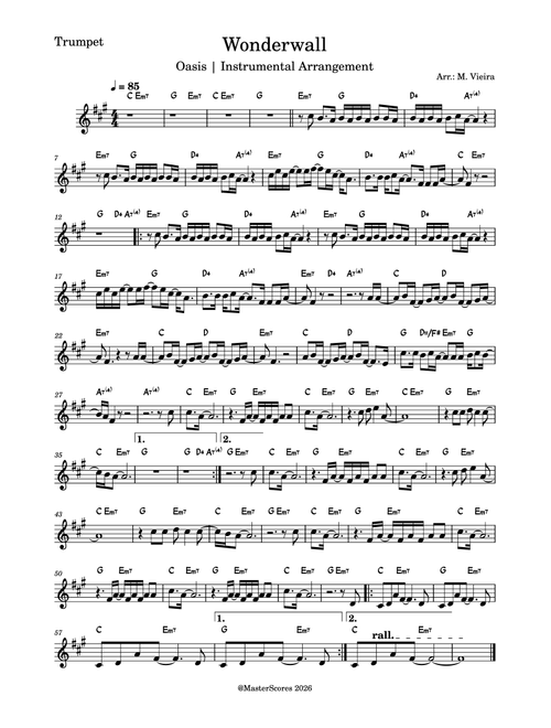Wonderwall (Arr. M. Vieira) - Oasis (Trumpet Solo)