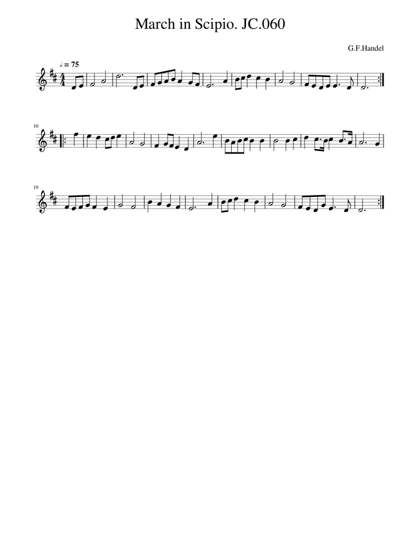 March In Scipio Jc 060 Sheet Music For Piano Solo Musescore