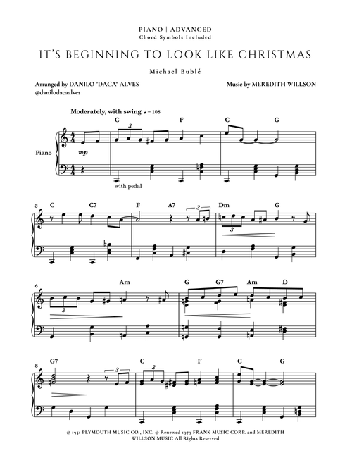 It's Beginning To Look Like Christmas (Arr. Danilo "Daca" Alves) - Michael Buble (Piano Solo)