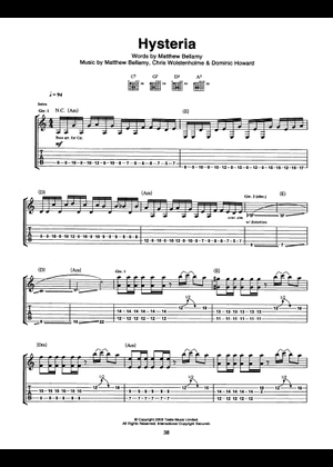 Play Official version of Hysteria Sheet Music by Muse for Guitar