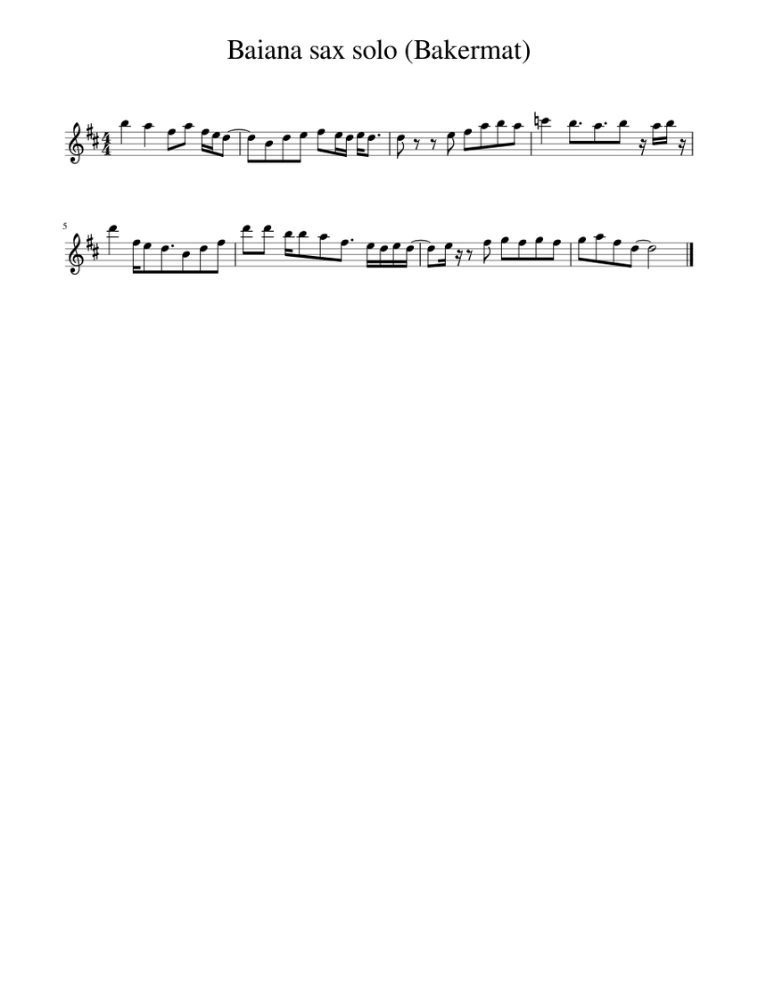 Bakermat Baianá (sax solo) Sheet music for Saxophone alto (Solo