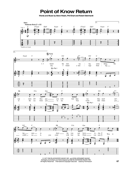 Point Of Know Return - Kansas (Guitar Tab)