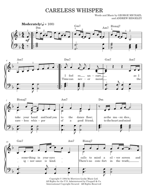 Careless Whisper - George Michael, Wham! (Easy Piano)