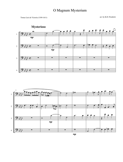 O Magnum Mysterium (Arr. Kenneth D. Friedrich) - Tomas Luis De Victoria (Woodwind Ensemble)