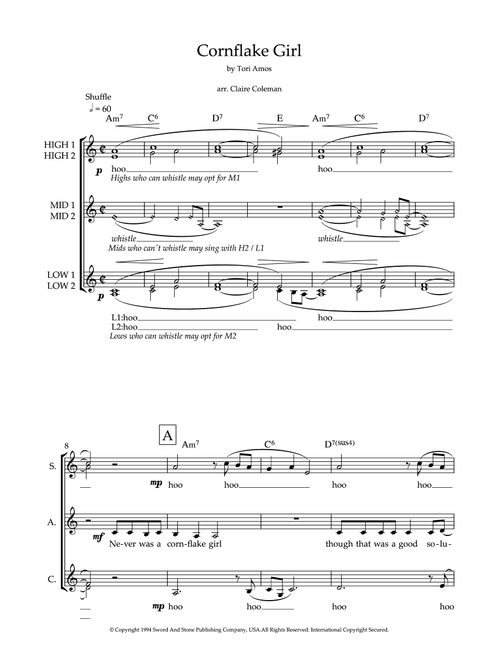 Cornflake Girl (Arr. Claire Coleman) - Tori Amos (Choral, SAA)