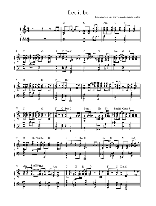 Let It Be (Arr. Marcelo Zallio) - Kris Allen (Piano Solo)