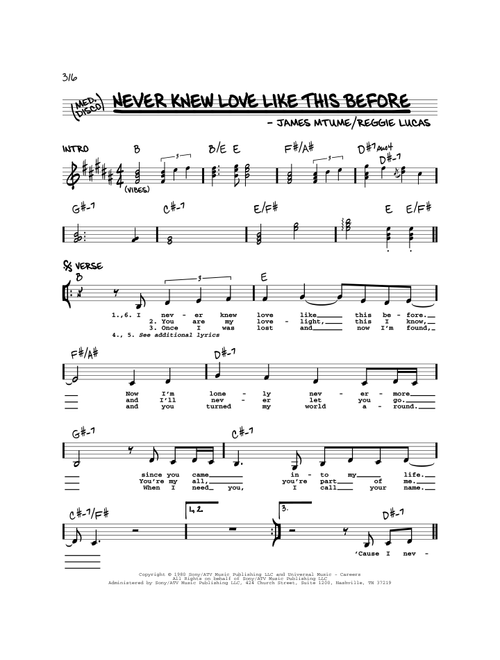 Never Knew Love Like This Before - Stephanie Mills (Real Book - Melody-Chords)