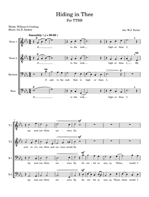 Hiding In Thee (Arr. Watson Porter) - Ira Sankey (Choral, TTBB)