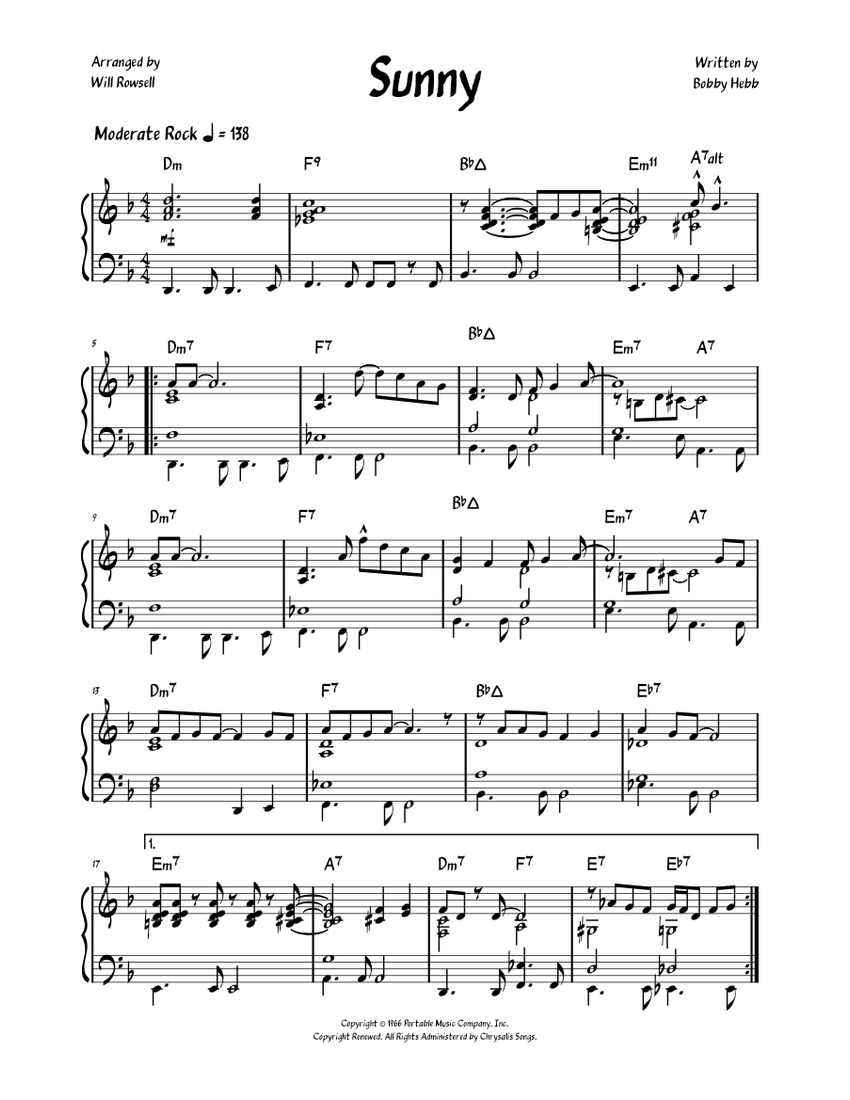 Sunny Sheet music for Piano (Solo)