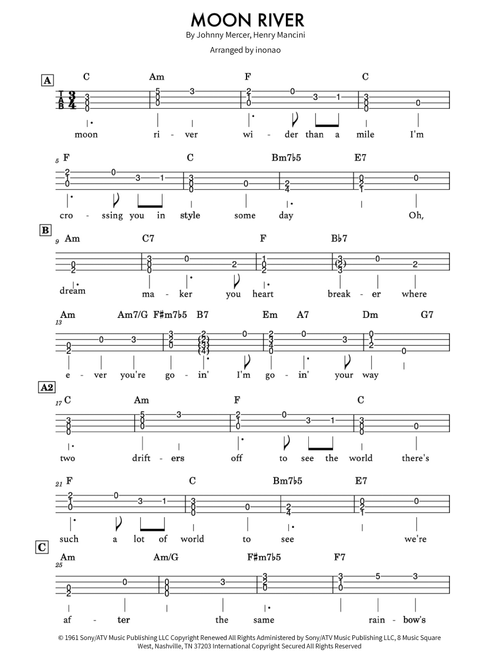 Moon River (Arr. inonao) - Andy Williams (Ukulele)