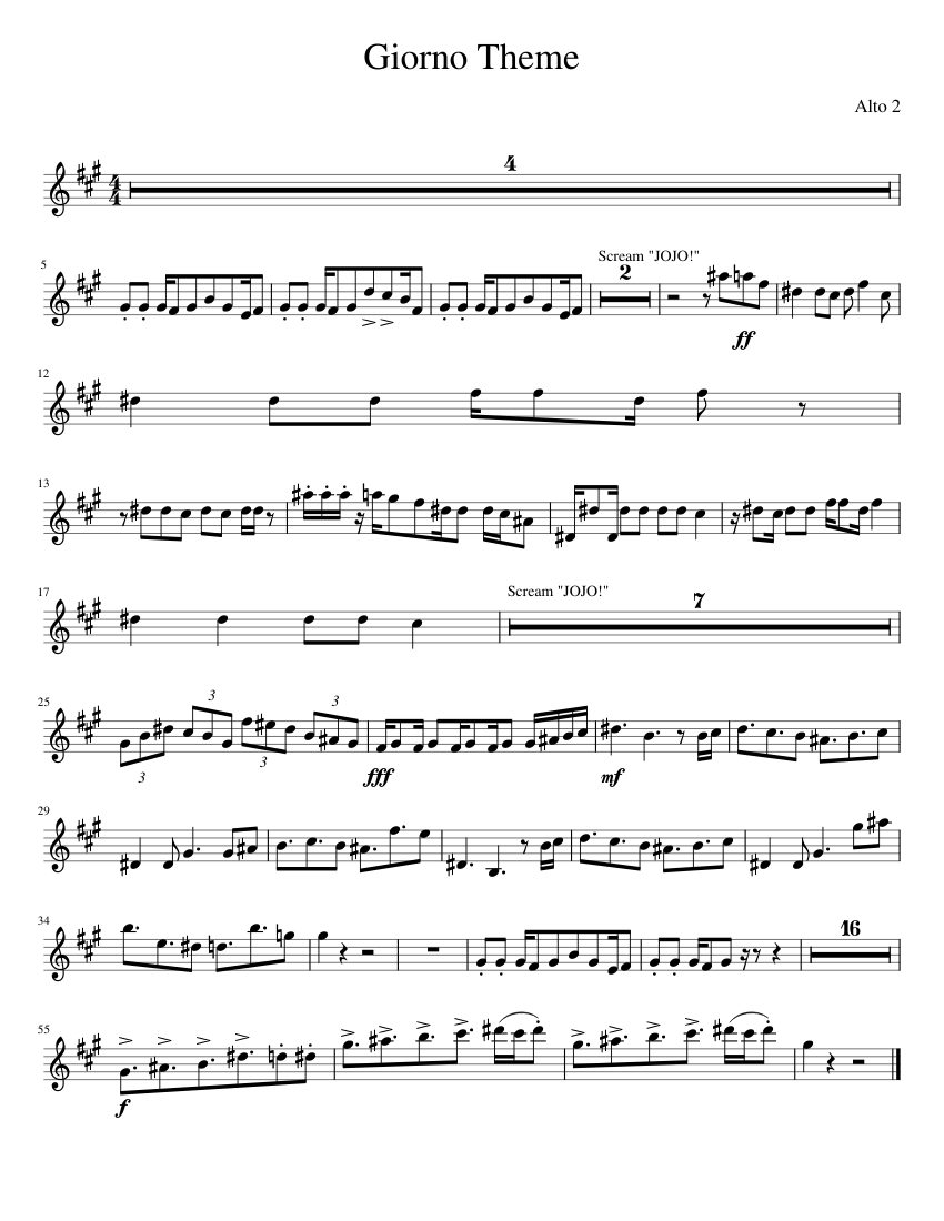 Giorno Theme Alto 2 - piano tutorial