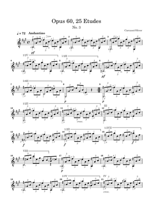 Op. 60 No. 3 - Matteo Carcassi Sheet Music for Guitar (Solo