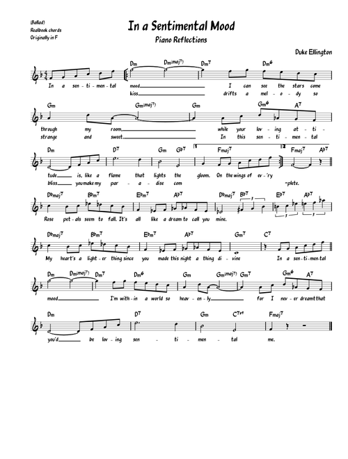 In a Sentimental Mood with lyrics (RB chords)