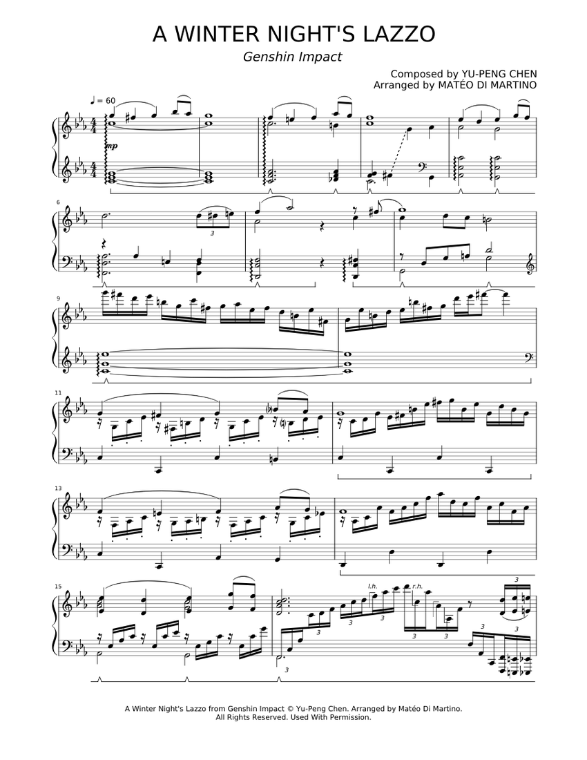 [WIP] A Winter Night's Lazzo Genshin Impact Sheet music for Piano