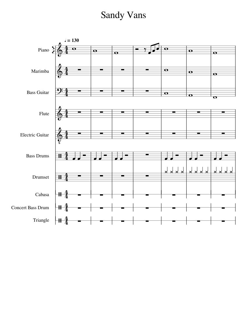 Sandy_Vans Sheet music for Piano, Flute, Guitar, Bass guitar & more ...