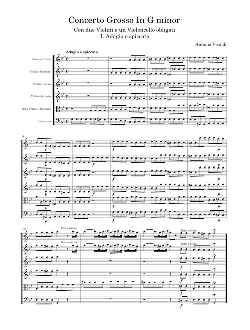Concerto Grosso In G minor I. Adagio spiccato - Antonio Vivaldi