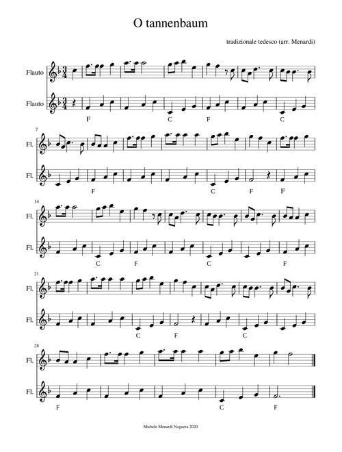 O tannenbaum for flute duet