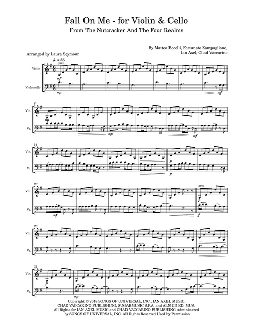 Fall On Me (Arr. Laura Seymour) - Andrea Bocelli (Instrumental Duet)