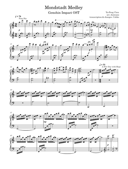 Genshin Impact OST - Mondstadt Medley Piano
