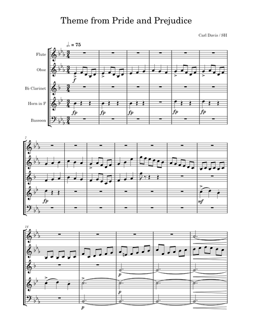 Pride and Prejudice - Wind Quintet – Carl Davis