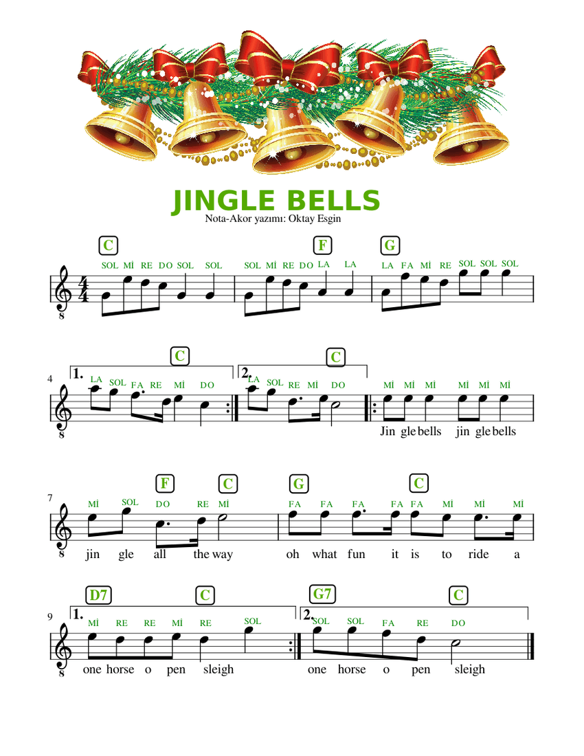 JINGLE BELLS Sheet music for Guitar (Drum Corps (Modern))