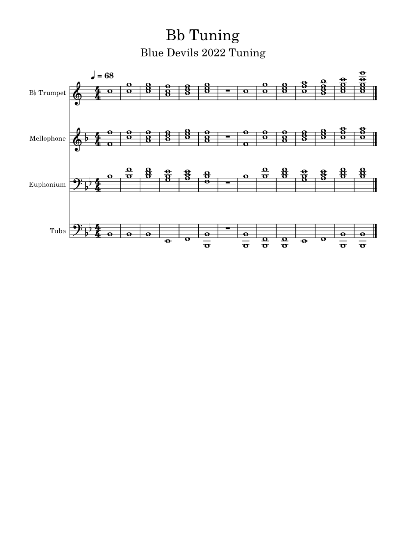 Bb Tuning Blue Devils Sheet music for Euphonium, Tuba, Mellophone, Trumpet in bflat (Drum Corps