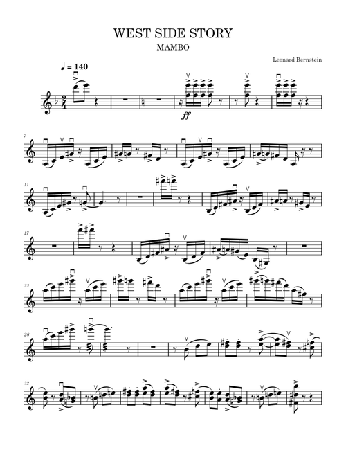 MAMBO – Leonard Bernstein WEST SIDE STORY - Violin 1