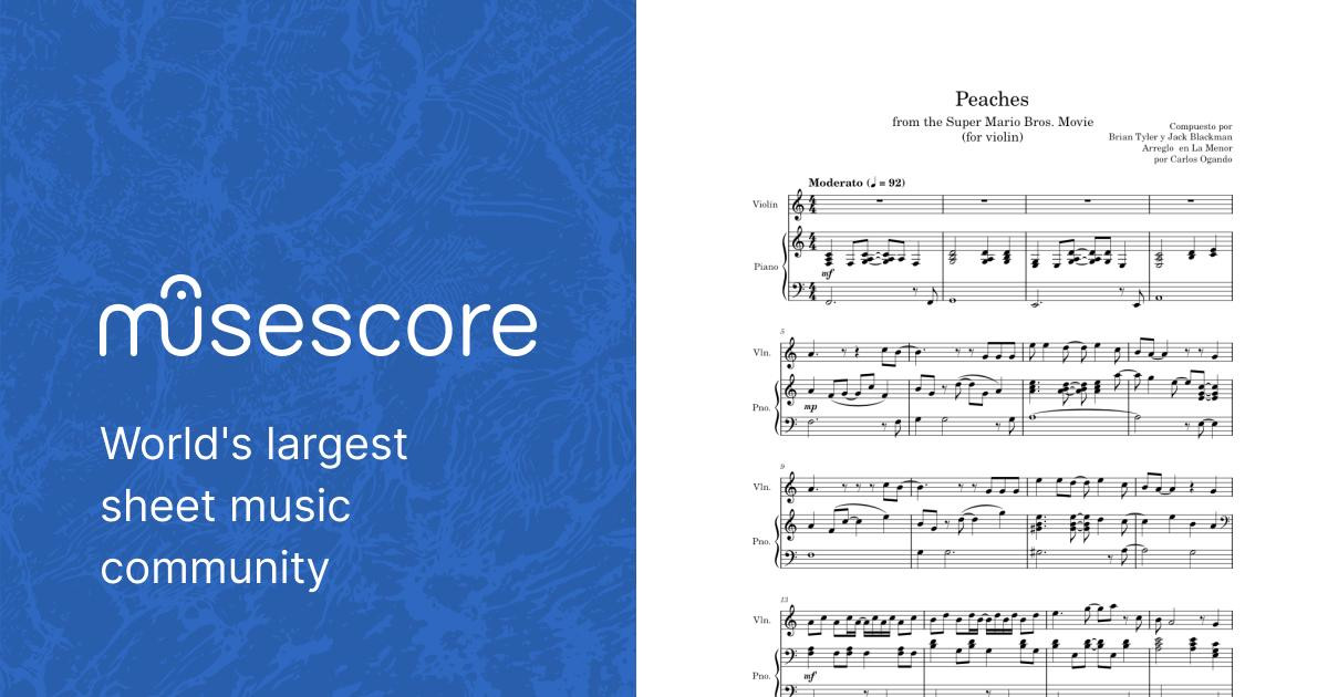 Peaches (from Super Mario Bros Movie) (for violin) Brian Tyler, Jack Blackman Sheet music for