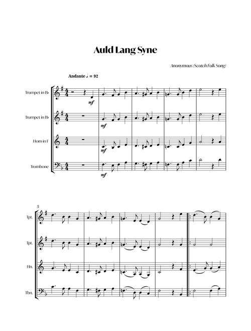 Auld Lang Syne (Arr. Bisdré Santus) - Anonymous (Brass Ensemble)