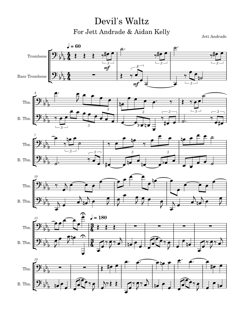 Devil's_Waltz Sheet music for Trombone, Trombone bass (Brass Duet