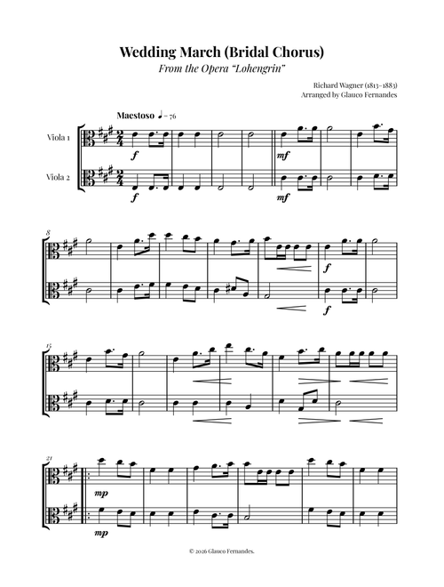 Wedding March (Bridal Chorus) (Arr. Glauco Fernandes) - Richard Wagner (Viola Duet)